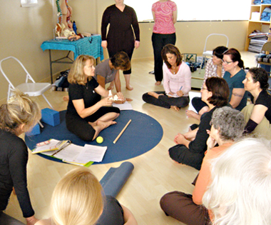 Jenny Otto teaching polework at a yoga therapy workshop